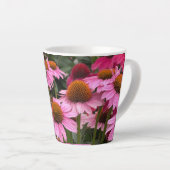 Prachtige roze Echinacea Flowers en Bee Latte Mok (Rechterhoek)