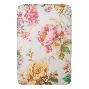 Prachtige roze en gele bloemen. Shabby Chic Badmat