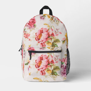 Prachtige roze en gele bloemen. Shabby Chic Bedrukte Rugzak