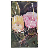 Prachtige roze en gele cactus Flowers Klein Cadeauzakje (Achterkant)