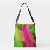 Prachtige roze en groene luifspatroon crossbody tas (Achterkant)