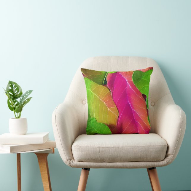 Prachtige roze en groene luifspatroon kussen (Stoel)