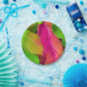 Prachtige roze en groene luifspatroon papieren bordje