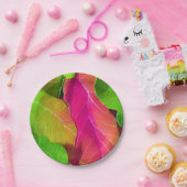 Prachtige roze en groene luifspatroon papieren bordje