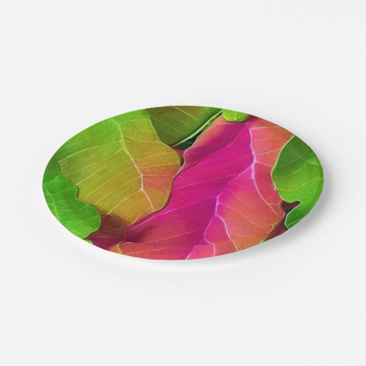 Prachtige roze en groene luifspatroon papieren bordje (Gekanteld)