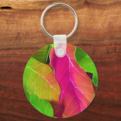 Prachtige roze en groene luifspatroon sleutelhanger (Voorkant)