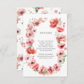 Prachtige roze en rode papaverbloem — Ontwerpdetai Informatiekaartje (Voorkant / Achterkant)