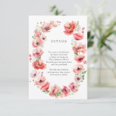 Prachtige roze en rode papaverbloem — Ontwerpdetai Informatiekaartje (Staand voorkant)