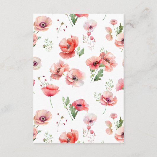 Prachtige roze en rode papaverbloem — Ontwerpdetai Informatiekaartje (Achterkant)