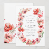 Prachtige roze en rode papaverbloem Weddenschap Kaart (Voorkant / Achterkant)