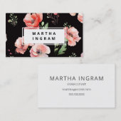 Prachtige roze en rode papaverbloemontwerpbussen visitekaartje (Voorkant / Achterkant)