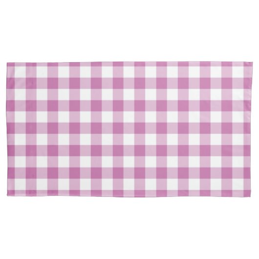 Prachtige roze en witte cheques, het gingham-patro kussensloop (Voorkant-Links)