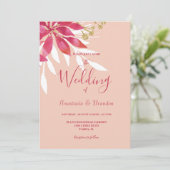 Prachtige roze en witte Floral bruiloft Kaart (Staand voorkant)