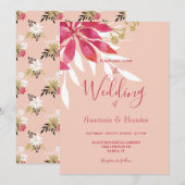 Prachtige roze en witte Floral bruiloft Kaart (Voorkant / Achterkant)