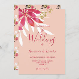 Prachtige roze en witte Floral bruiloft Kaart