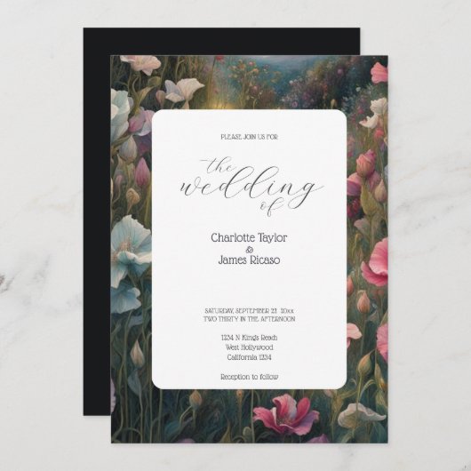 Prachtige roze en witte zoete erwt Elegante bruilo Kaart (Voorkant / Achterkant)