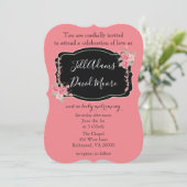 Prachtige roze en zwarte bruiloft kaart (Staand voorkant)