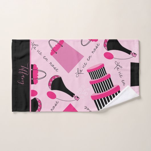 Prachtige roze en zwarte Parijs Bad Handdoek (Handdoek)