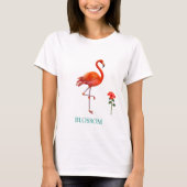 Prachtige roze flamingo Bird & Red Hibiscus Flower T-shirt (Voorkant)