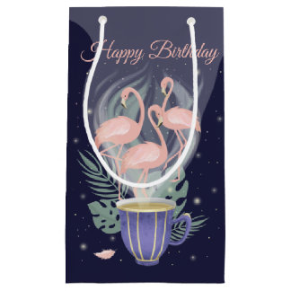 Prachtige roze flamingo Exotic Tea Time Klein Cadeauzakje