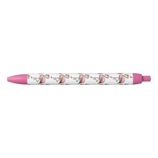 prachtige roze flamingo zwarte inkt pen (Voorkant)