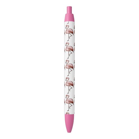 prachtige roze flamingo zwarte inkt pen (Voorkant Verticaal)
