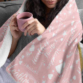 Prachtige roze fleece deken met naam en harten