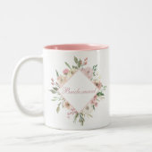 Prachtige roze Floral Bridesmaid Tweekleurige Koffiemok (Links)