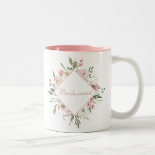 Prachtige roze Floral Bridesmaid Tweekleurige Koffiemok