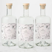 Prachtige roze Floral Monogram Sketched Wedding Likeurfles Etiket (Flessen)