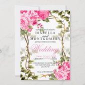 Prachtige roze Floral Wedding Kaart (Voorkant)