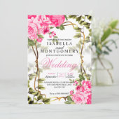 Prachtige roze Floral Wedding Kaart (Staand voorkant)