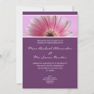 Prachtige roze Gerbera Wedding Invitiation - Paars Kaart