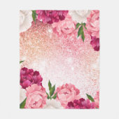 Prachtige roze glitter Floral Fleece Deken (Voorkant)
