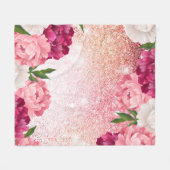 Prachtige roze glitter Floral Fleece Deken (Voorkant (Horizontaal))