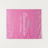 Prachtige roze Glitter Quinceanera Wandkleed (Voorkant (horizontaal))