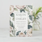 Prachtige roze groene pony Floral Wedding Kaart (Staand voorkant)