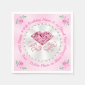 Prachtige, roze Happy Birthday servetten, 3 maten Servet (Voorkant)