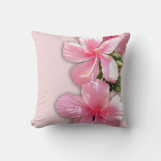 Prachtige roze Hawaiian Hibiscus Flowers Pillow Kussen (Voorkant)