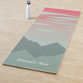 prachtige roze hemel en bergen illustratie yogamat