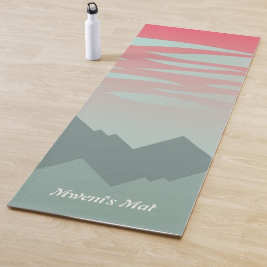 prachtige roze hemel en bergen illustratie yogamat (In situ)