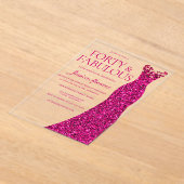 Prachtige roze jurk 40ste verjaardag partij acryl uitnodigingen (Laagn)