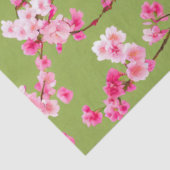 Prachtige roze kersenbloesems op Chartreuse Tissuepapier (Detail)