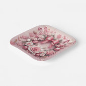 Prachtige Roze Kerstkrans Bloemenlinten Papieren Bordje (Gebogen)