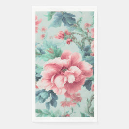 Prachtige roze klaret bloemen, groen blauw blad servet