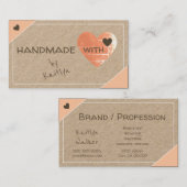 Prachtige roze kraftpapier harten visitekaartje (Voorkant / Achterkant)