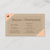 Prachtige roze kraftpapier harten visitekaartje (Achterkant)