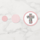 Prachtige roze Lijst Cross Foto Baptisme Confetti (Achterkanten)