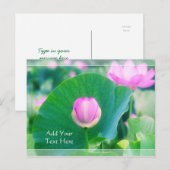 Prachtige roze Lotus Bud Flower Green Leaf Blossom Briefkaart (Voorkant / Achterkant)