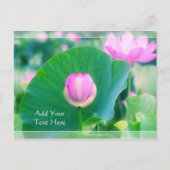 Prachtige roze Lotus Bud Flower Green Leaf Blossom Briefkaart (Voorkant)